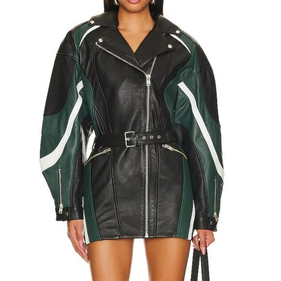 LAMARQUE Harlee Biker Leather Dress Jacket, Size M - Picture 3 of 16